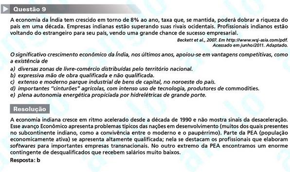 Primeira fase Fuvest 2012: questão 9 (prova V)