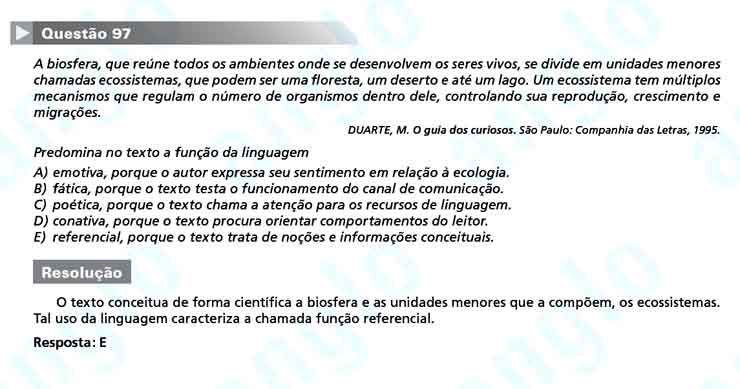 Enem 2010: Questão 97 – Linguagens e Códigos (prova amarela)