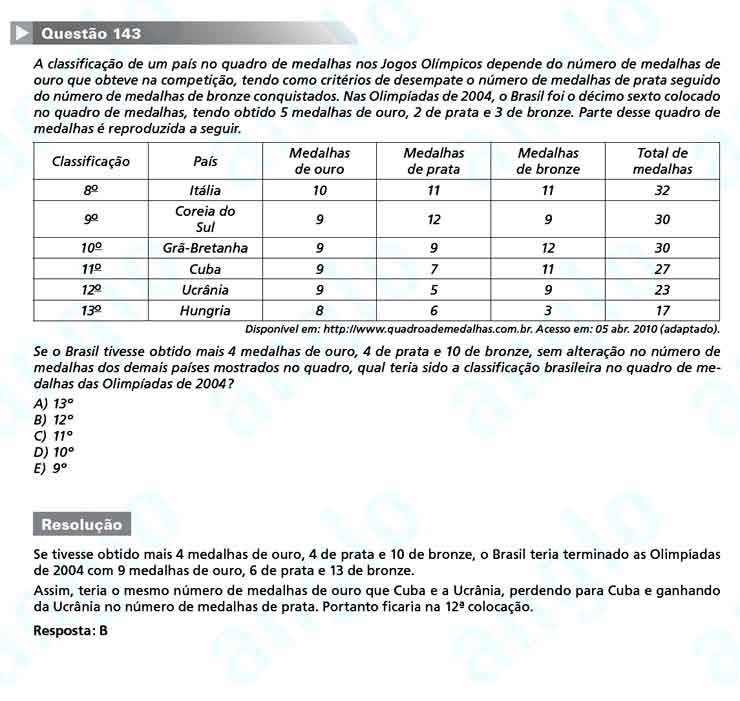 Enem 2010: Questão 143 – Matemática (prova amarela)