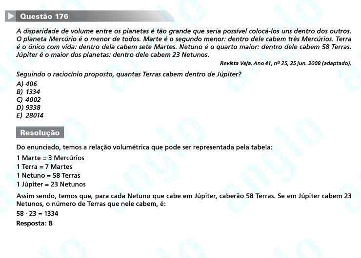 Enem 2010: Questão 176 – Matemática (prova amarela)