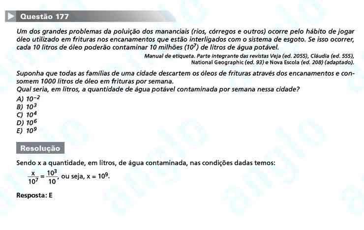 Enem 2010: Questão 177 – Matemática (prova amarela)