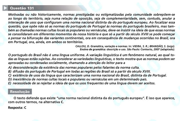 Enem 2011: Questão 131 – Linguagens e Códigos (prova amarela)