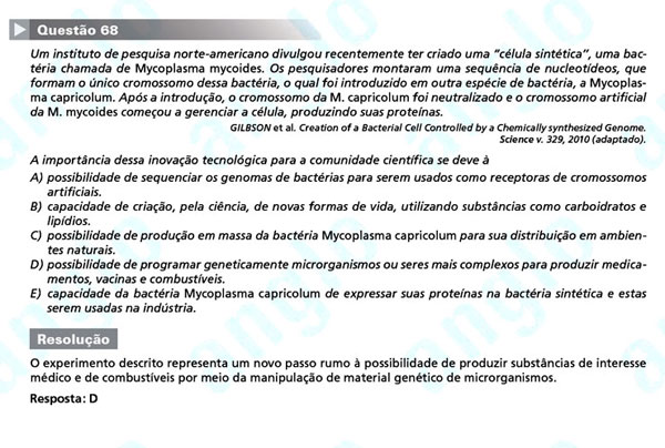 Enem 2011: Questão 68 – Ciências da Natureza (prova azul)