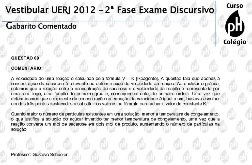 Uerj 2012 – Química (questão 9)