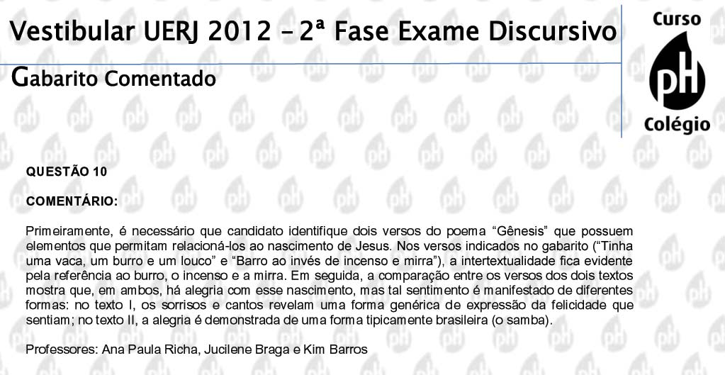 Uerj 2012 – Literatura (questão 10)