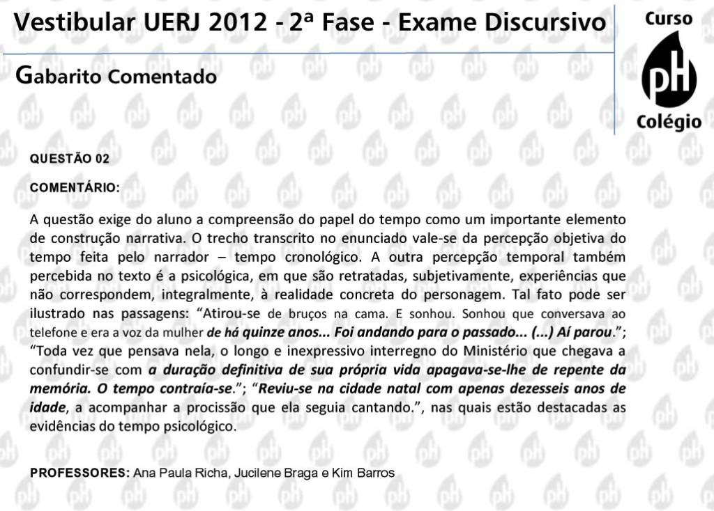 Uerj 2012 – Literatura (questão 2)