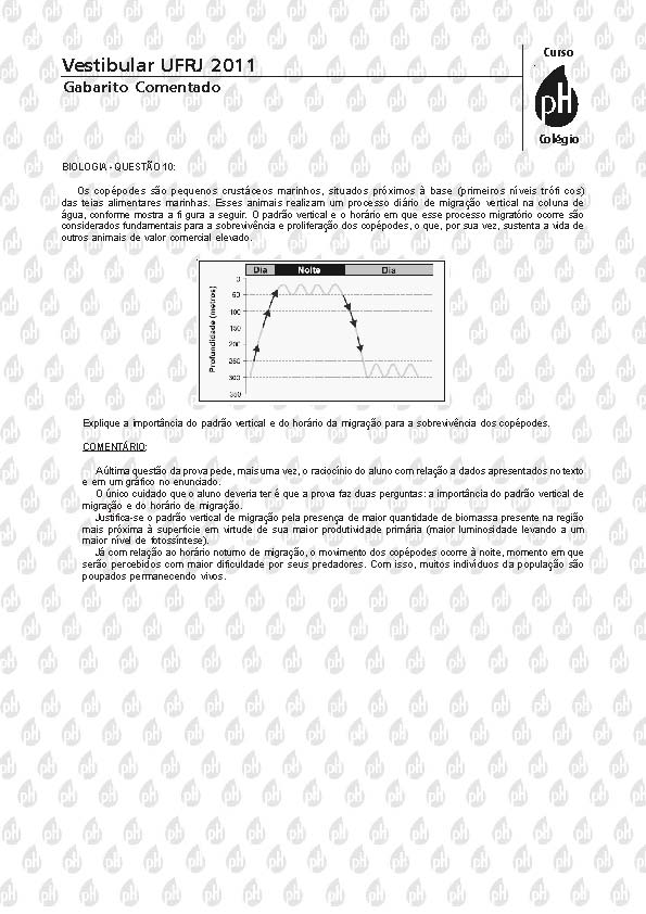 UFRJ 2011: Questão 10 – Biologia