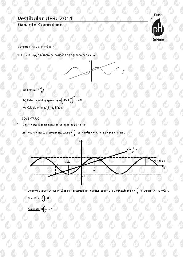 UFRJ 2011: Questão 10 – Matemática