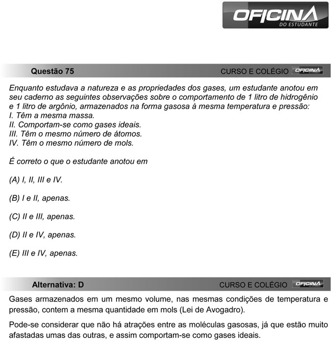 Unesp meio de ano 2012: Questão 75 – Primeira fase