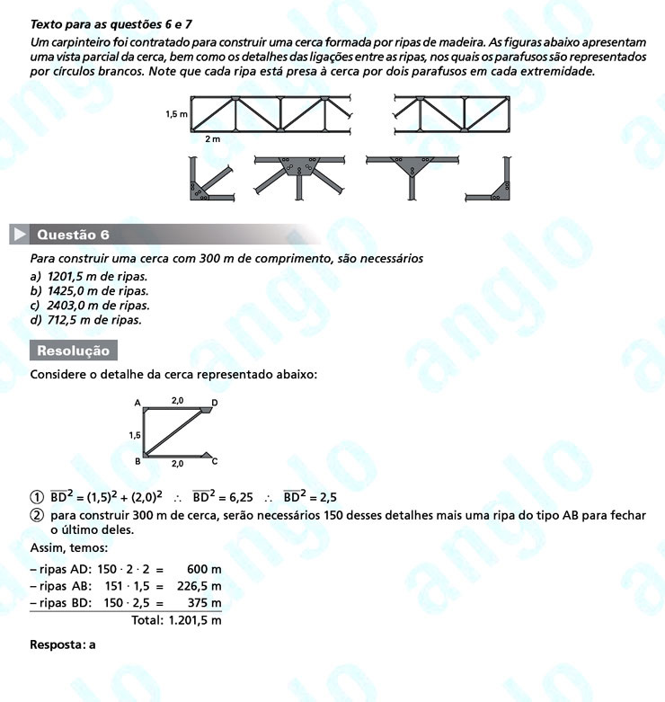 Primeira fase Unicamp 2012: Questão 6 (prova Q e Z)