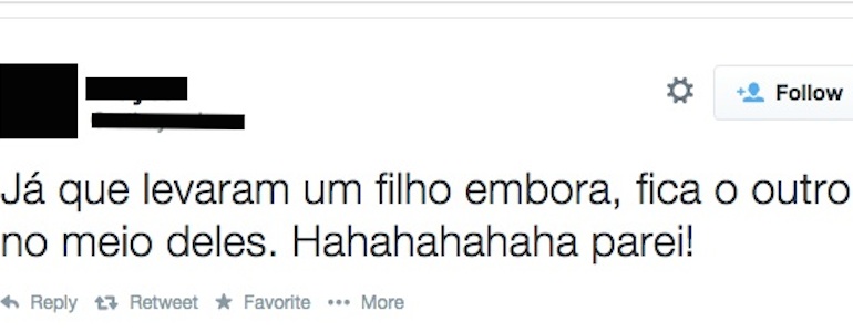 Parecida com a elipse, é a omissão de um termo que já foi dito anteriormente. No caso do tweet, a palavra filho foi ocultada na segunda oração pois já havia aparecido na anterior.