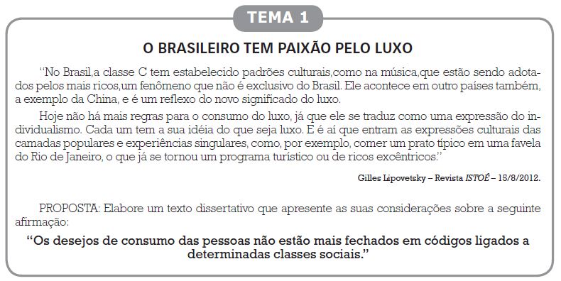 Nova proposta de redação: Consumo e classe social