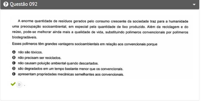 92 química Caderno azul de provas