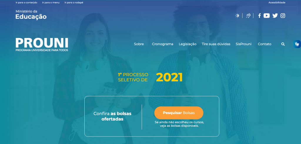 Home do site do Prouni