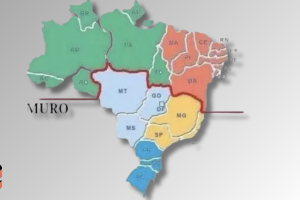 Imagem que ficou circulando nas redes sociais, com muro separando as regiões Norte e Nordeste, em prol da separação do Brasil.