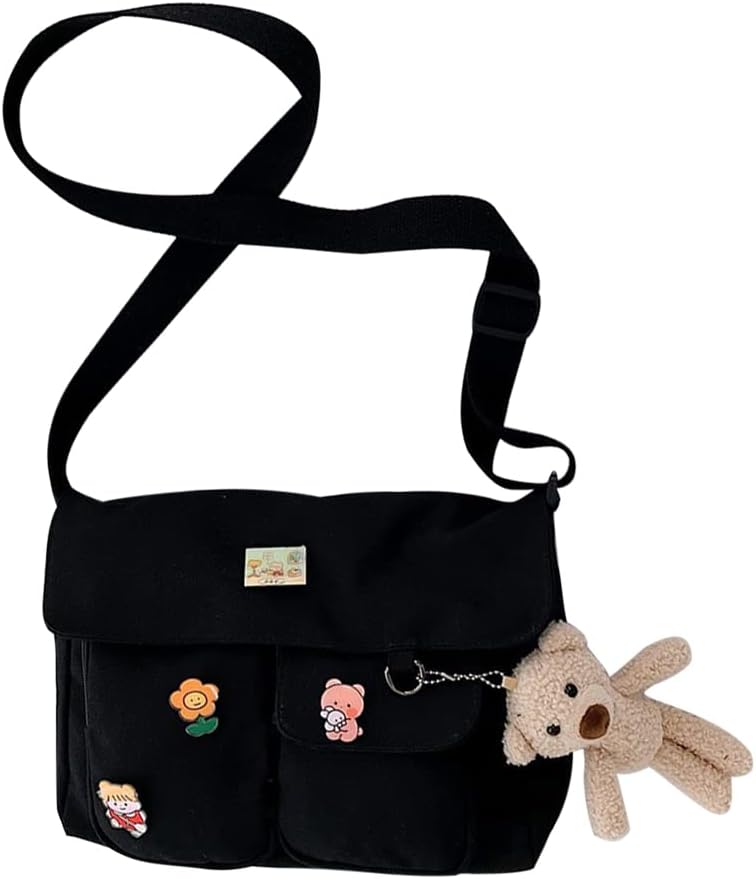 bolsa transversal preta bolsa transversal preta fofa com chaveiro para escola ou faculdade