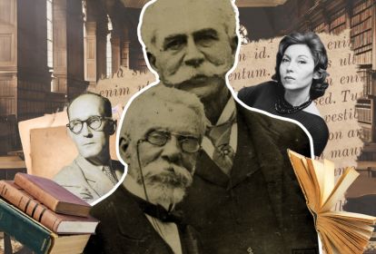 Montagem com Machado de Assis, Joaquim Nabuco, Drummond e Clarice Lispector