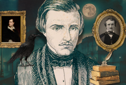 Montagem com autor Álvares Azevedo, Lord Byron e Edgar Allan Poe