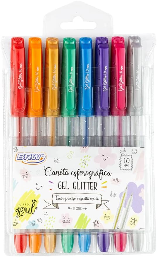 Caneta Esferográfica Gel com Glitter