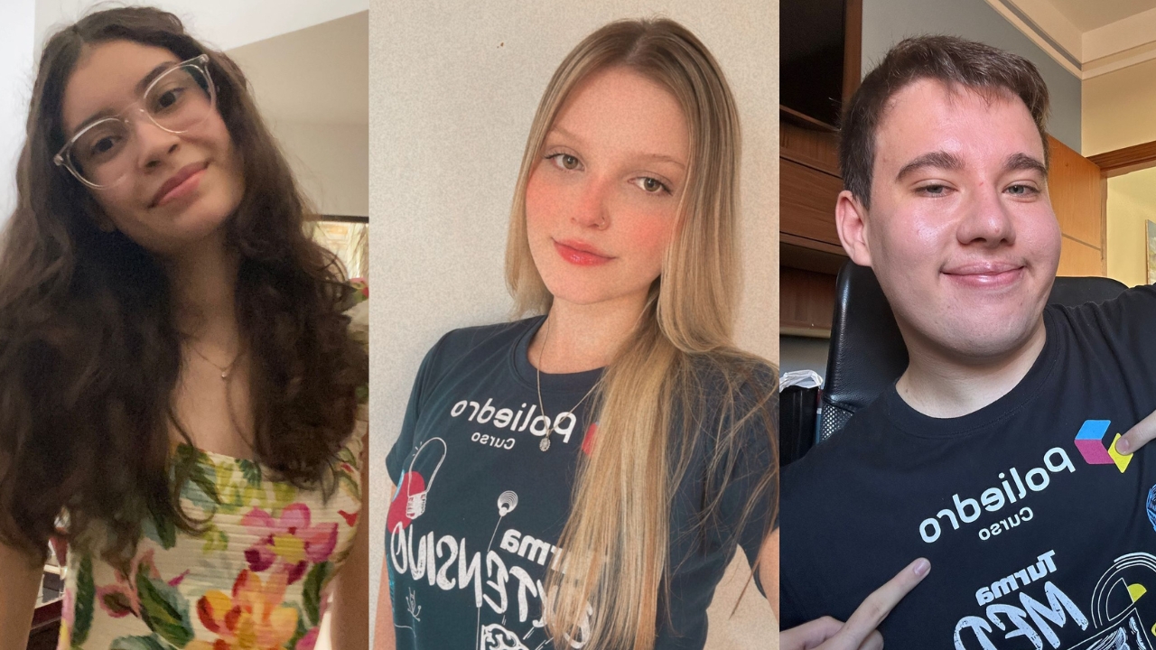 Da esquerda para a direita: Ana Helena Rizolli; Heloysa Teixeira e Guilherme Garcia Munuera alunos 980 na redação do Enem