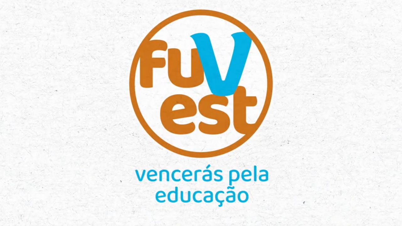 Nova identidade visual da Fuvest, com o lema da fundação: "Vencerás pela educação"