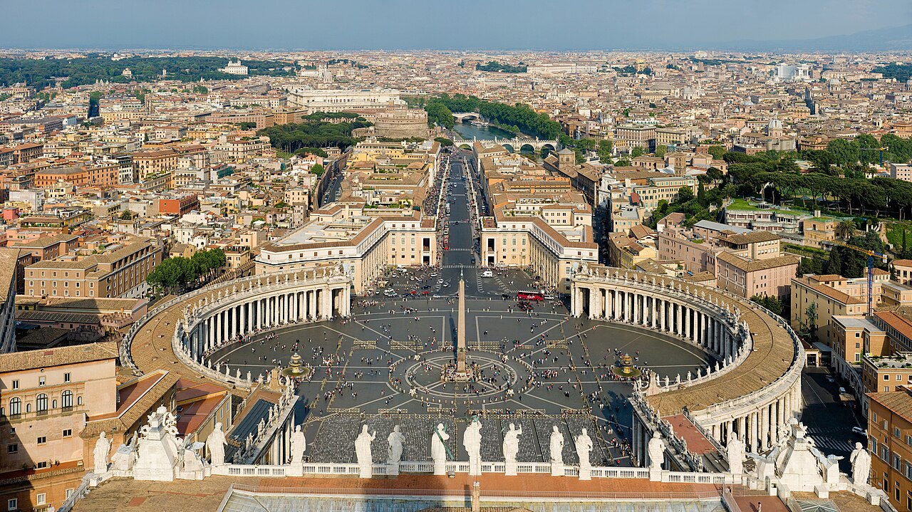 Vista aérea da praça de São Pedro no Vaticano