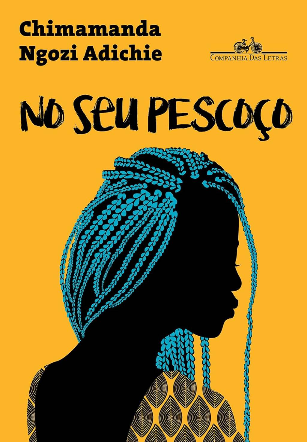 capa do livro no seu pescoço