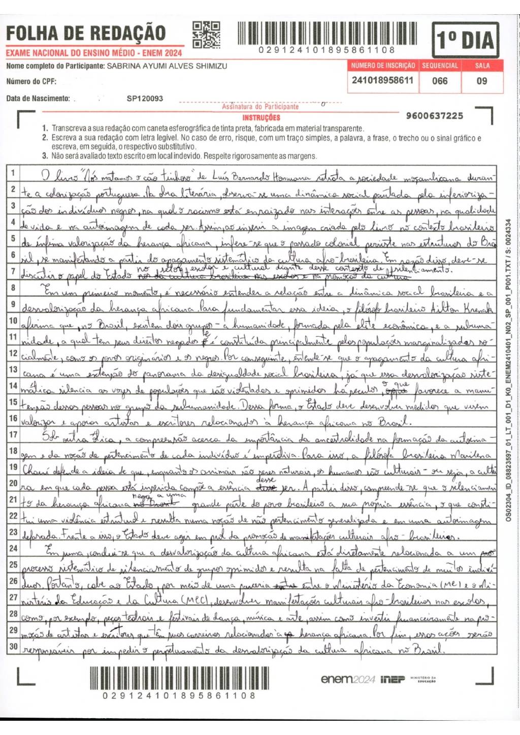 redação nota mil sabrina redação nota mil sabrina