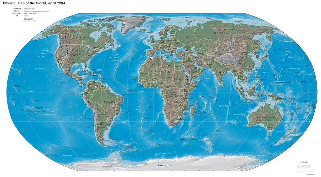 mapa-mundi-físico-2004 Mapa físico do planeta Terra