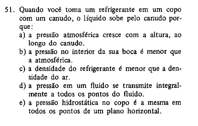 Print da questão 51 da prova da Fuvest de 1978