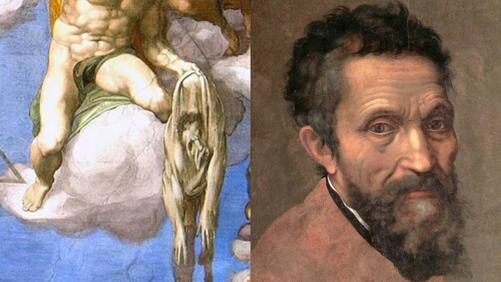 pele-juizo-final Comparativo com pele mostrada em painel e autoretrato de Michelangelo